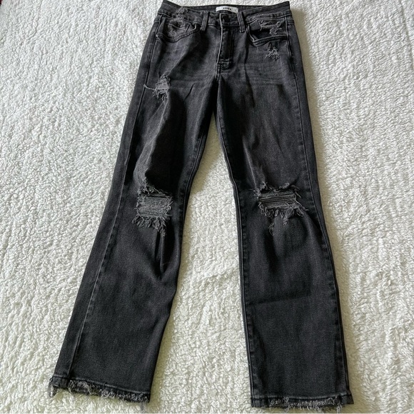 JBD Black Denim High Waisted Distressed Jeans Size 24 - Picture 2 of 5